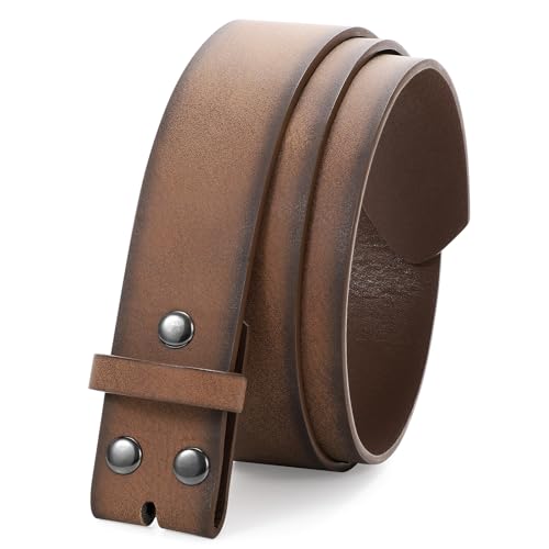 JASGOOD Western Leather Belt Strap for Men without Buckle Engraved Embossed Cowboy Leather Belt Strap 1.5 inch Wide