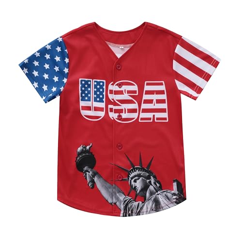 Vivimeng Boys American Flag Shirt Kids USA Shirt USA Flag Jersey Girls 4th of July Toddler Jersey Tops