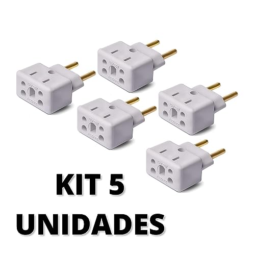 KIT 5 Adaptador De Tomada Universal 3 Pinos Benjamin 10A/20A Para 2 e 3 Pinos Bivolt 110V/220V Para