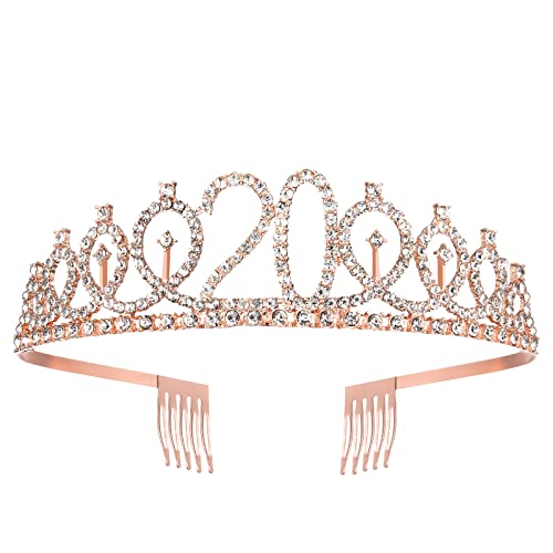 Brt Bearingshui 20Th Birthday Sash And Tiara For Girls, Rose Gold Birthday Sash Crown 20 & Fabulous Sash And Tiara, 20Th Birthday Gifts For Happy 20Th Birthday Party Favor Supplies #TOP2