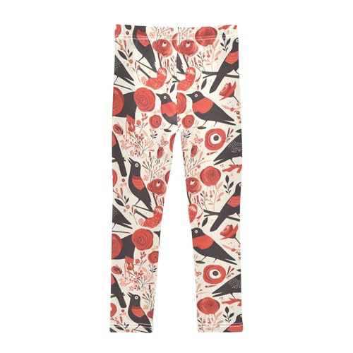 KLL Red Roses with Eyeballs and Black Crows Toddler Girls' Legging Stretchy High Waisted Workout Pants Exercise2