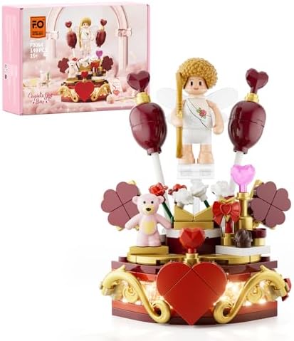 FUNWHOLE Cupid's Gift Box Lighting Building Bricks Set - Great Mother's Day Love Decoration Minifigure for Romantic Collection Toy Building Kit 149 Pcs for Adults & Teens