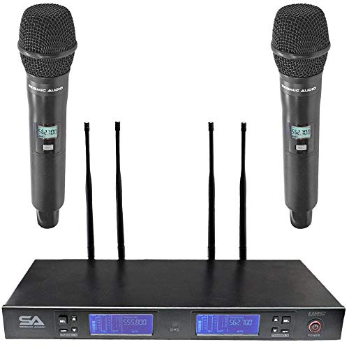New Arrivals Seismic Audio - SA-U2HH1-2 - 2 Channel Professional UHF Wireless Microphone System with 2 Handheld Microphones, Adjustable Frequencies