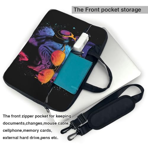 Maletín para portátil impermeable de 14 pulgadas con diseño French Bulldog Neon miniatura 6