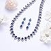 EleQueen Women's Wedding Bridal Full Prong Cubic Zirconia Sapphire Teardrop Necklace Earrings Set for Brides Bridesmaids Blue-Silver-Plated-Brass