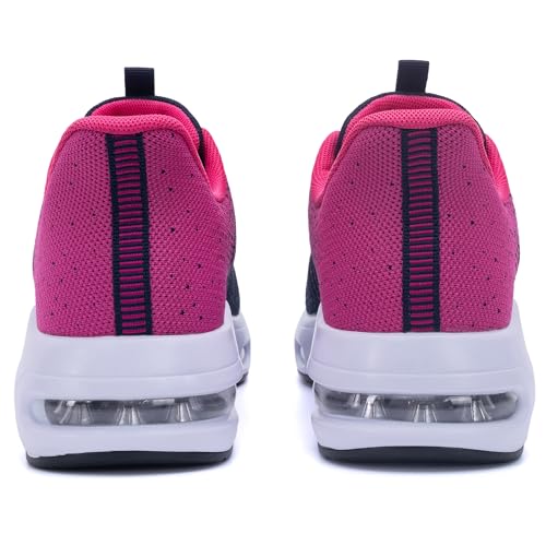 Quseek Slip On Shoes Women Walking Tennis Shoe Gym Casual Comfortable Running Workout Sneakers for Athletic Jogging RoseBlue US 8 5