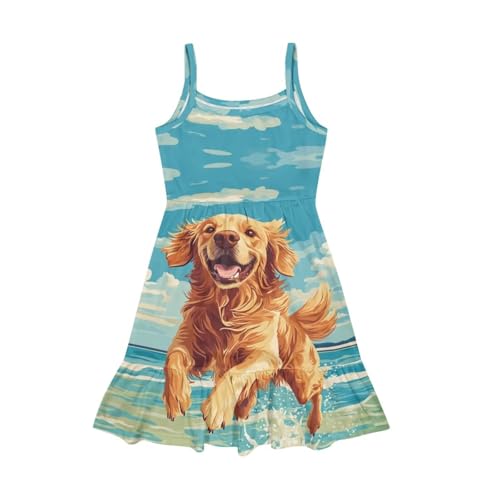 Girls Summer Spaghetti Straps Dress Ruffle Pleated Tiered Flowy Dresses4