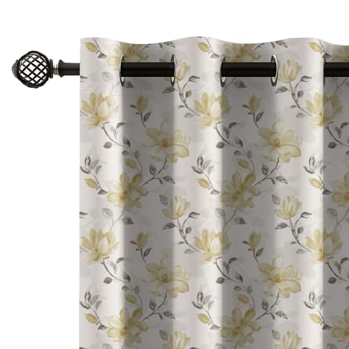 Image of LINENWALAS Printed Blackout Curtains for 9 Feet Long Door | Set of 2 | Digital Printed Floral Drapes | Thermal Insulated, Room Darkening Panels with Grommet Hanging for Living Room (Orlina)