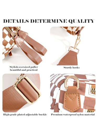 Image of Black and White Checkered Crossbody Bag Bum Bag for Women,Spacious Checkered Purse Fanny Packs Belt Bag