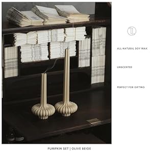 LAWA Set of 2 Pumpkin Base Candle - Beautiful Handmade Pillar Unscented Soy Wax Elegant Aesthetic Vase Candle Housewarming Gift Home Room Shelf Decor Idea Olive Beige LAWA Set of 2 Pumpkin Base Candle Beautiful Handmade Pillar Unscented Soy Wax Elegant Aesthetic Vase Candle Housewarming Gift Home Room Shelf Decor Idea Olive Beige