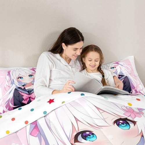 Image of Erosebridal Kawaii Japanese Girl Comforter Set Cartoon Anime Gifts Bedding for Kids Boys Girls 3D Japanese Style Bedding Comforters & Sets Sailor Suit Uniform Girl Design Duvet Set Queen Size