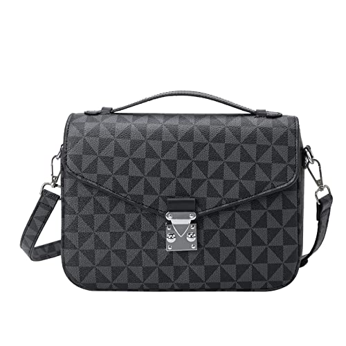 CHENFANS Bolsas transversais femininas bolsas de ombro de couro da moda bolsas clássicas de grande capacidade bolsas de designer, Preto