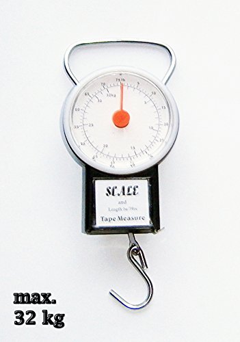 Preisvergleich Produktbild GEPÄCKWAAGE 32kg mit Maßband Kofferwaage Handwaage Zugwaage Hängewaage Waage E