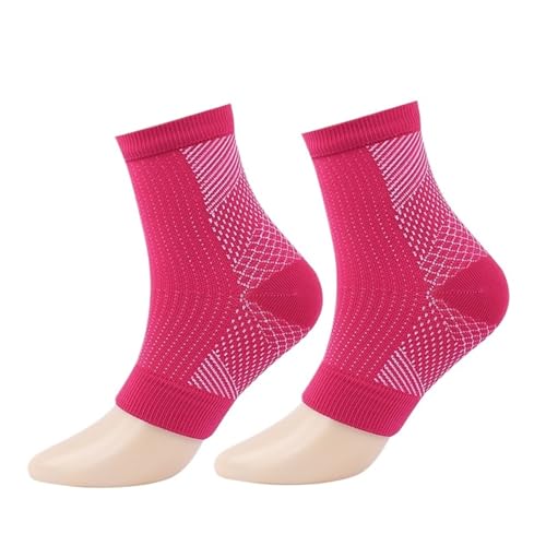 TXLEAPEY 2 pares de calcetines for hombres y mujeres, calcetines de compresión for aliviar el dolor de neuropatía, tobillera plantar(Rose red L)