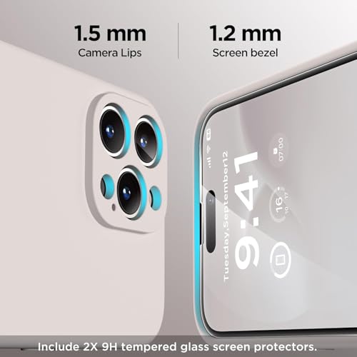 Image of DIZORO Square Candy Case Compatible for iPhone 13 Pro Max Shockproof Slim Back Cover Liquid Silicone Case with Camera Protection (Off White)