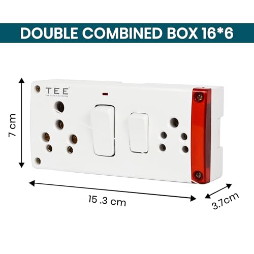 Image of Combined Box 16 and 6 Amp With Universal Socket, Master Switch, LED Indicator | 240V Power Utility Box for Home, Office & Appliances | Without Wire, 6 Month Warranty, Pack of- 1