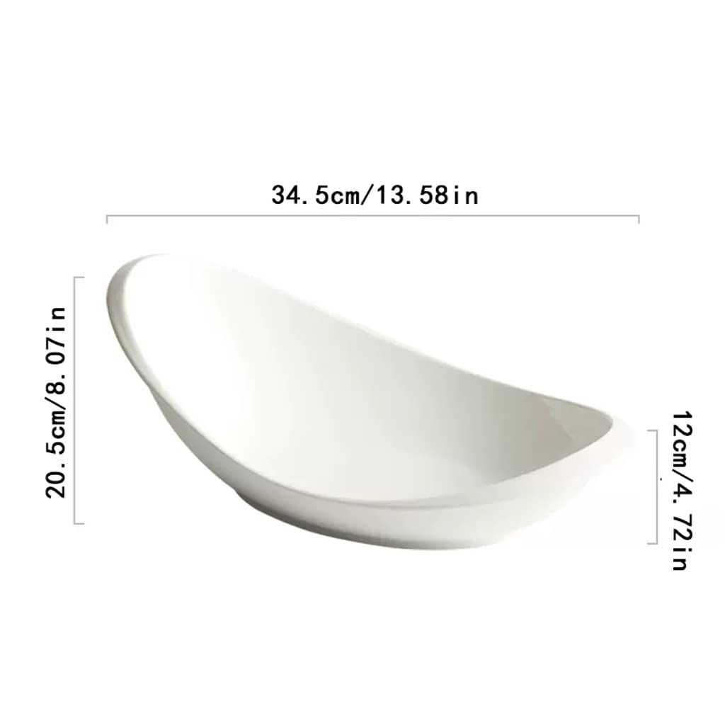 Insalatiera Ciotola for verdure Ciotola for insalata ovale bianca for la casa Ristorante dell'hotel Piatto creativo Set di due pezzi Forniture Per La Cucina(L)