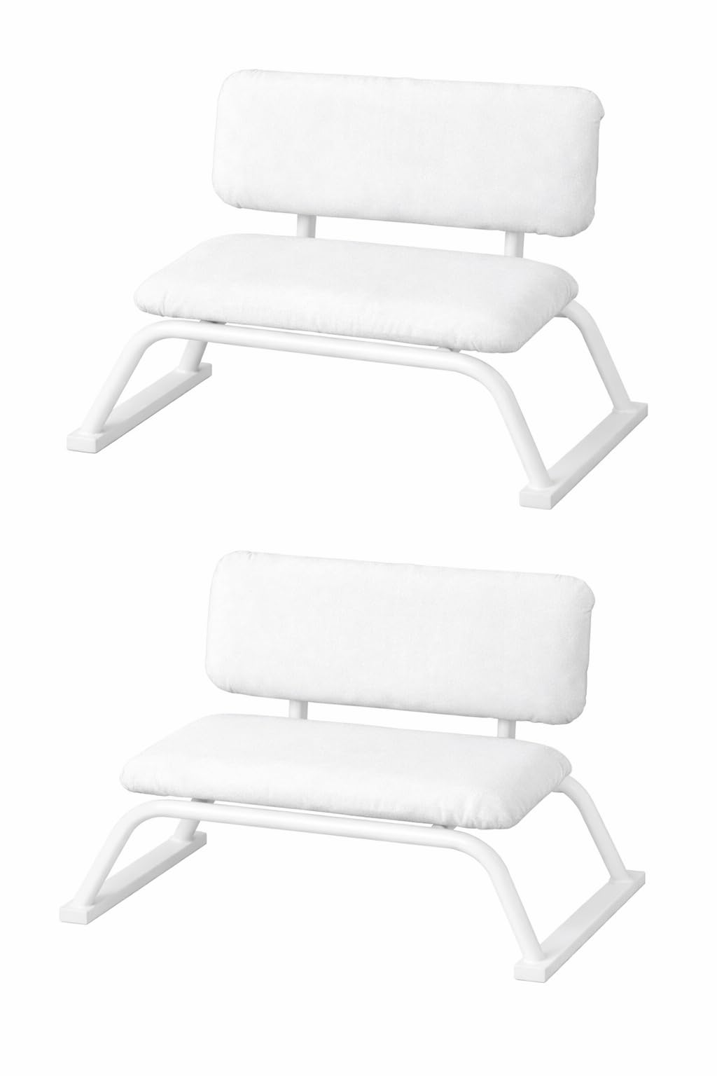 582191 Low Height Prayer Stool Stackable with backrest, Floor Chair, Floor seat for Home, Low Chair, Praying Stool - White rexine(Pack of 2)-image-48