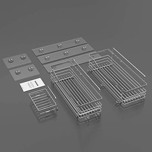 Orimade Shower Caddy Basket Soap Dish Holder Shelf With 5 Hooks Bathroom Organizer Shelf Kitchen Storage Rack Wall Mounted Adhesive No Drilling Rustproof Sus304 Stainless Steel - 3 Pack #TOP5