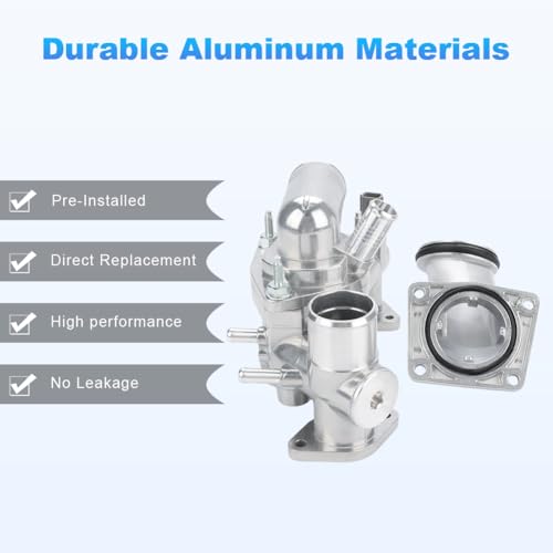 Image of WMPHE Aluminum Engine Coolant Thermostat Housing Compatible with Jaguar Vanden Plas 2004-2005 S-Type 2003-2005 XJR 2004-2005 XJ8 2004-2005 Super 2005 Replacement for AJ89485
