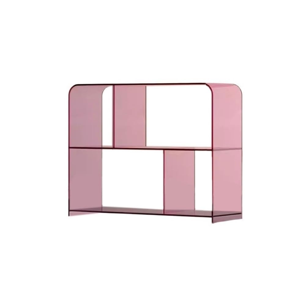 RYUQW3RE Cd Storage Rack Vinyl Record Storage Rack Transparent Acrylic Bookcase Magazine Sofa Side Table(Pink)