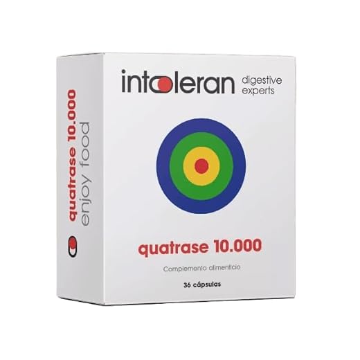 Intoleran Quatrase Forte - Enzimas digestivas para 4 FODMAPS: Lactasa 10,000 FCC + Xilosa Isomerasa 7.500 u + Alfa Galactosidasa 1.200 u + Invertasa 500 u - 36 Caps