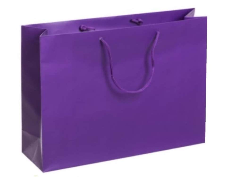 Purple Matt Laminated Landscape Boutique Shop Gift Bags - Strong Quality Bag (5 Bags)