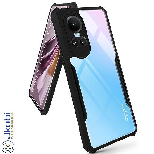Image of Jkobi Back Cover Case for Oppo Reno 10 5G | Oppo Reno 10 Pro 5G (Shockproof with Polycarbonate Clear Panel | Professional Black)