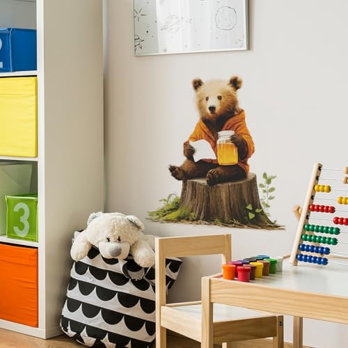 Vinilo decorativo de oso con acuarela, removible e impermeable miniatura 5