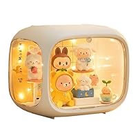 powerking Clear Figure Display Case With Light, Acrylic Display Stand Showcase, Adjustable Storage Organizer Box with Magnetic Door and Figure Holders for Collectibles Action Figure