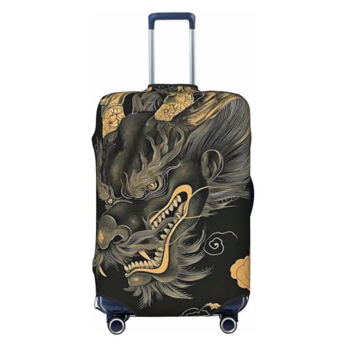 UNIOND Travel Luggage Cover Elastic Washable Flying Dragon Painting Suitcase Cover Protector Fashion Stretch Baggage Covers Dustproof Suitcase Sleeve Fits 18-32 Inch Luggage Small, Black