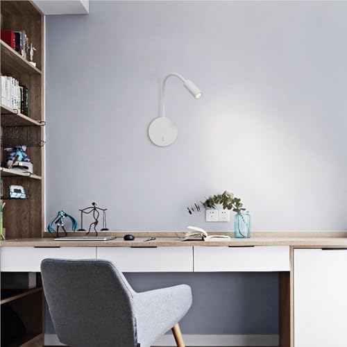 Applique murale de lecture moderne blanche avec lampe de mur orientable
