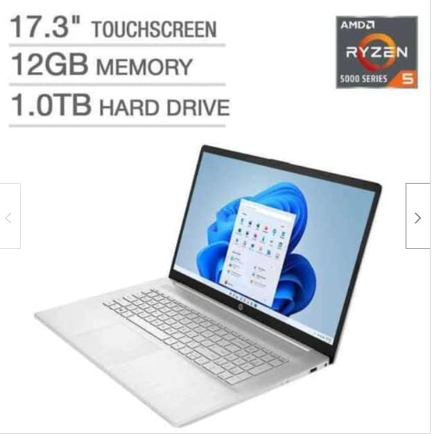 Miniatura 2 de HP Pantalla táctil de 17,3" 17-cp0035cl AMD Ryzen 5 5500U, memoria DDR4 de 12 GB, disco duro de 1 TB, cámara web, Bluetooth, Windows 11