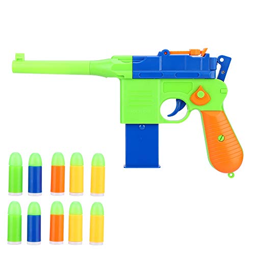 Dilwe Pistola de Juguete Segura y Realista 1911 Pistola de Bala Suave para Niños Regalo de Juguete Aire Libre(Azul Verdoso)