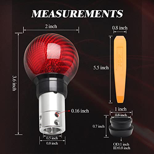 Temsone Universal Carbon Fiber Shift Knob Round Ball Compatible With Lock/Button Automatic Transmission,Give For Boyfriend Father's Carbon Pattern Gear Shift Gift Box(Red) #TOP5