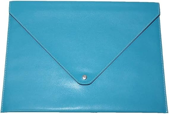 2K PU Deri A4 Dosya Klasörü Belge Tutucu Su Geçirmez Portföy Zarf Dosya Klasör Kılıf Çıtçıtlı Dosya 25,5X33,5 CM -TURKUAZ