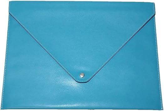 2K PU Deri A4 Dosya Klasörü Belge Tutucu Su Geçirmez Portföy Zarf Dosya Klasör Kılıf Çıtçıtlı Dosya 25,5X33,5 CM -TURKUAZ