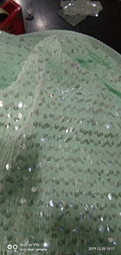 Tissu à paillettes au yard menthe pastel large 147cm FF36