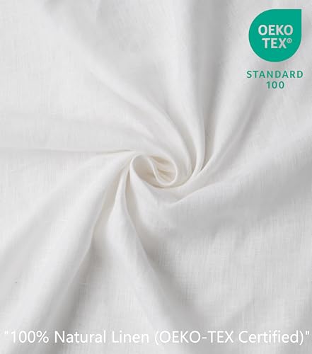 Talasily 100% French Pure Linen Sheets Set Twin Size,Oeko-TEX Certified Bedding, All-Season Breathable for Hot Sleepers,16 Inch Deep Pocket Machine Washable 3-Piece (White)