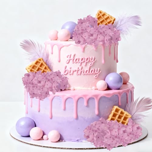 Gkhlg 1 Stück Trockenblume Hortensie Natürliche Deko für Kuchen Cupcake Dekorieren Bastelprojekte Trockenblumen für Dekoration für Bäcker Party Planer DIY Enthusiasten (Flieder)