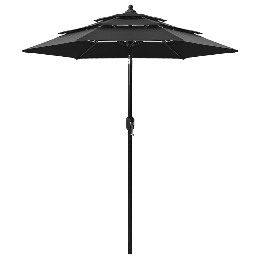 vidaXL 3-Tier Garden Parasol with Aluminium Pole, Outdoor Umbrella for Balcony, Sunshade for Table, Patio Canopy, UV Protection Sun Shelter, Black