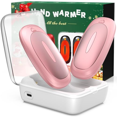 3-in-1 Electric Hand Warmers Rechargeable 2 Pack,14000mAh Portable Dual-Sided Handwarmer with Charging Case, 3 Levels Fast Heating Pocket Warmers,Gifts for Men,Women,Raynauds,Hunting Gear(Pink)