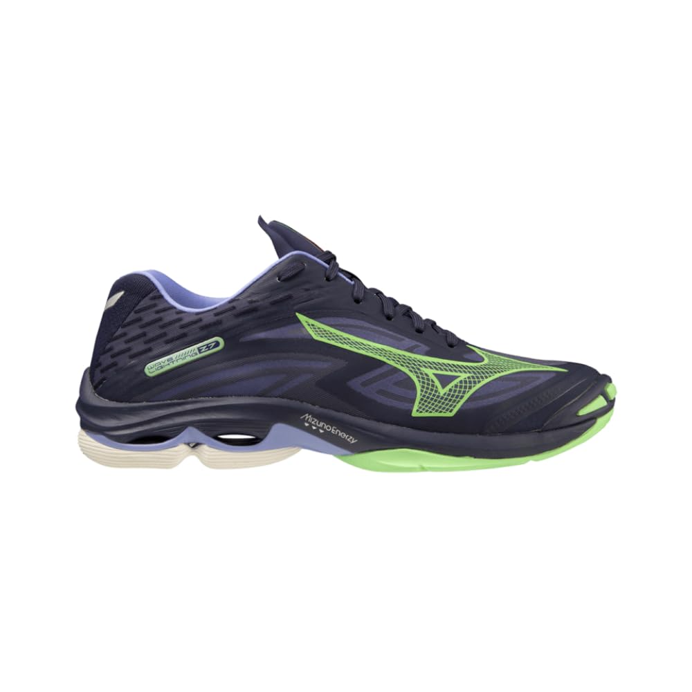 Mizuno Wave Lightning Z7 Volleyball Shoes for Men & Woman Ideal for Indoor Games (Badminton, Tennis, Volleyball, Squash, Handball) Volleyball Shoes Evening Blue + Techno Green + Iolite (UK - 12) (B0CS8ZPYC9) Amazon Price History, Amazon Price Tracker