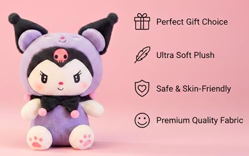 Image of Tickles Anime Cartoon Character Soft Stuffed Plush Doll Toy for Kids Boys & Girls Birthday Gifts (Color: Purple & Black Size: 35 cm)