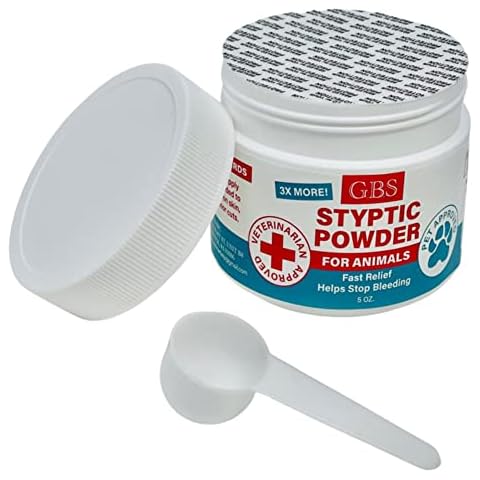 G.B.S 5 oz Styptic Powder for Animals Dogs with Sealed Top + Scoop, Cats & Birds Cutting Nails - Stop Bleeding Styptic Clotting Blood Powder Cover