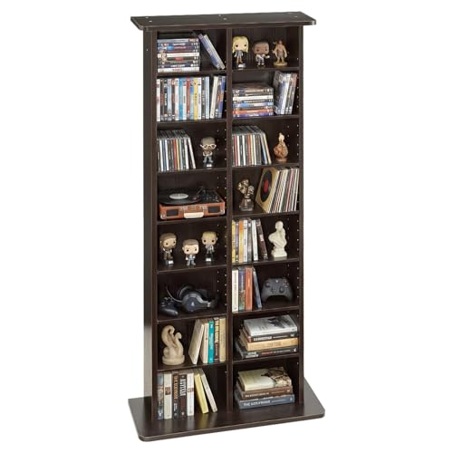 VEVOR Medienregal, 8-lagiges CD-Regal, 559x222x1295 mm, Multimedia-Aufbewahrung für CDs, DVDs, Bücher & Spiele, Raumteiler Schrank mit 16 Fächern für Wohnzimmer, Homeoffice, Aufnahmeraum