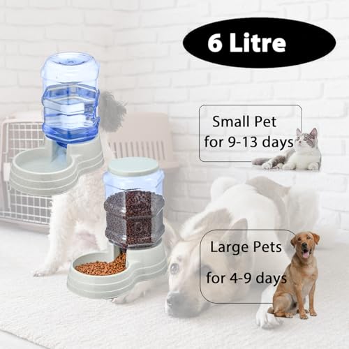 2 Pack 6L Automatic Gravity Pet Feeder and Water Dispenser Set, Large Capacity Automatic Dog Feeder and Dog Water Dispenser for Small Medium Dog Pets Puppy Kitten - Image 4
