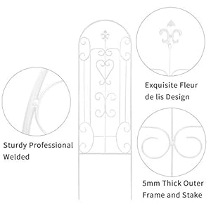 AMAGABELI GARDEN HOME 2 Pack Garden Trellis for Climbing Plants Vegetables Flower Patio Roses Cucumbers Clematis 60 x 18 White Iron Potted Vines Metal Wire Support GT05