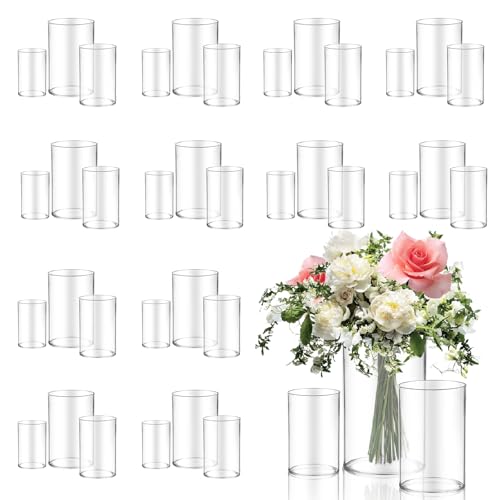 36pcs Glass Vase Cylinder for Centerpieces 4 4.7 6Inch Tall Small Flower Glass Clear Home Decor Centerpiece Table Flower Vase Decorations for WeddingHoliday