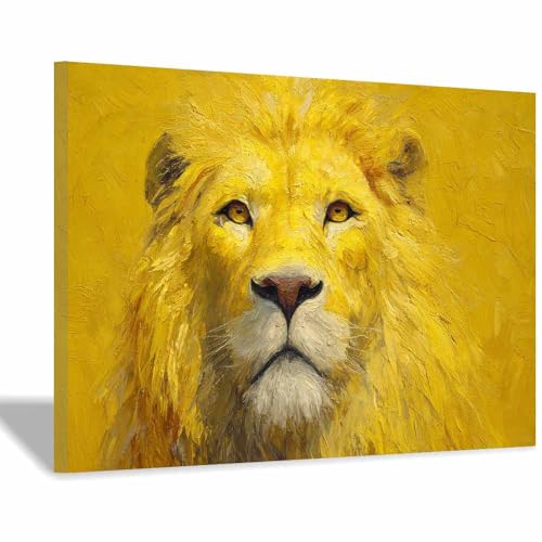 Lion peinture murale sur toile dorée pour sublimer la décoration de votre bureau à domicile